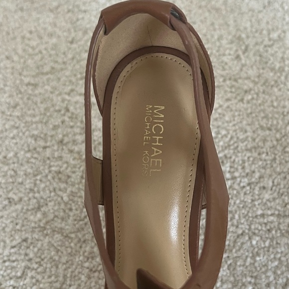 Michael Kors Brown Leather T-Strap Heels - Picture 3 of 6